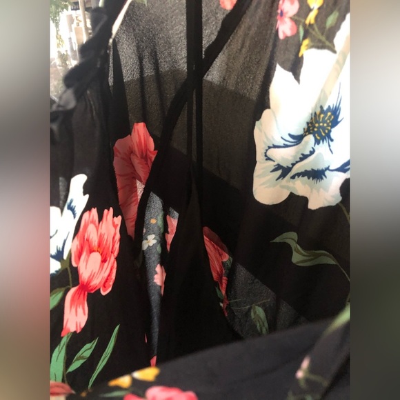 Old Navy|NWT black floral chiffon long sleeve dress,ruffle hem•••Medium - Picture 9 of 11